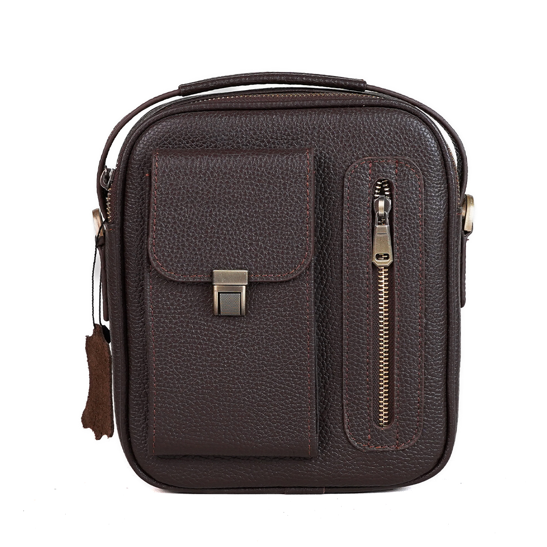 کیف دوشی مردانه چرم طبیعی اسپرت بزرگ مدل رژان